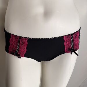 Rene Rofe black stretch satin hiphugger panty M